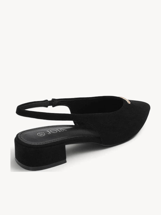 Schwarze Slingback Damen Ballerinas Minimal Mit Metallischem Element