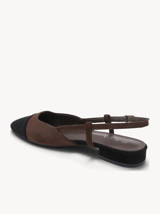 Brown Slingback Ballerina Shoes Two-Tone Suede Construction