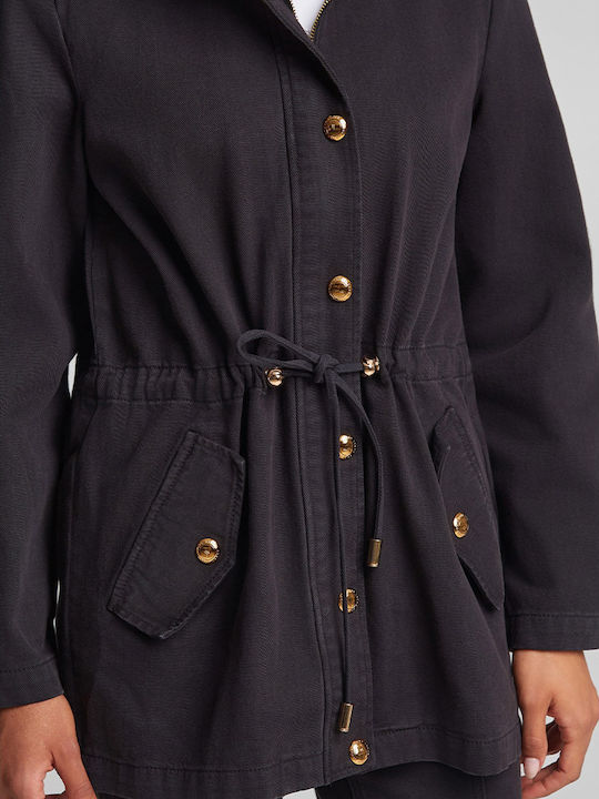 Long Women's Jean Jacket Black