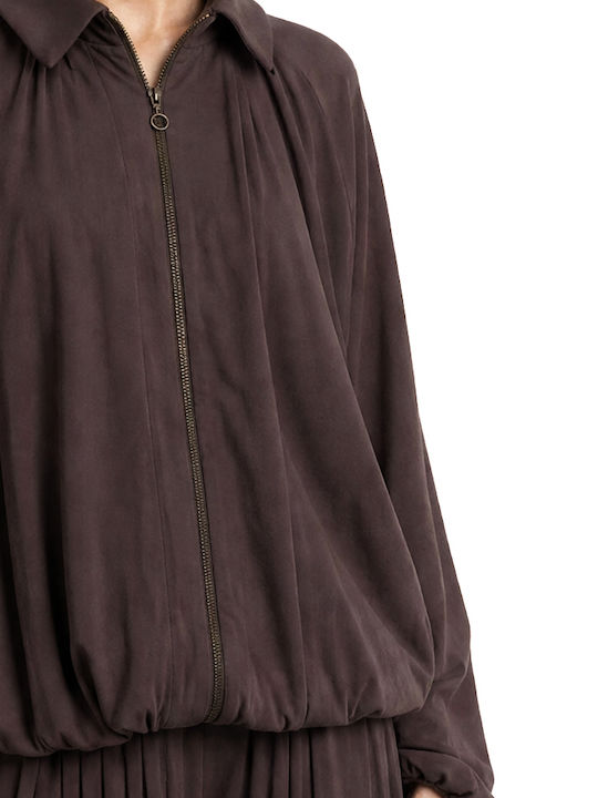 Langes Damenjacke für Winter Braun
