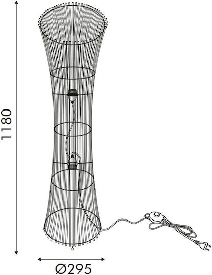 Aca Floor Lamp H118xW29.5cm. with Socket for Bulb E27 Beige