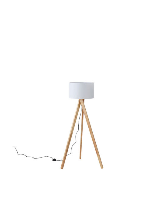 Eurolamp Madera Подова Лампа В145xД45см. с Цокъл за Крушка E27 Бял