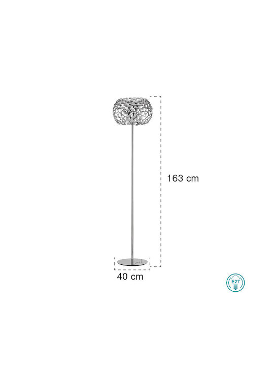 Fan Europe Dioniso Φωτιστικό Δαπέδου Υ163xΜ40εκ. με Ντουί για Λαμπτήρα E27 Ασημί