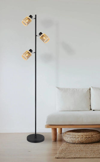 Globo Lighting Floor Lamp H154cm with Lamp Bulb Base for E14 Black