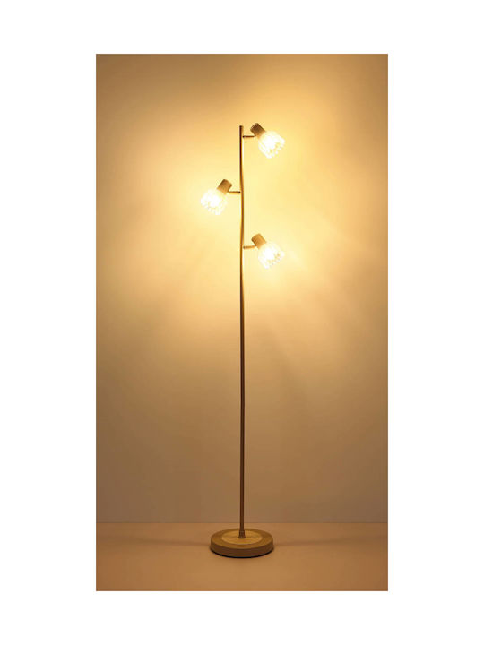 Globo Lighting Floor Lamp Height 154cm with Lamp Bulb Base E14 Beige
