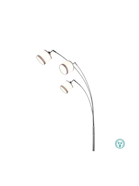 Trio Lighting Davos Подова Лампа В185xД12см. с Цокъл за Крушка E14 Бял