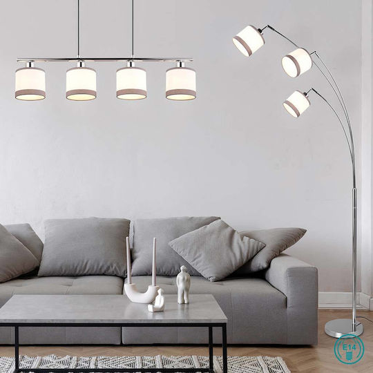 Trio Lighting Davos Stehleuchte H185xB12cm. mit Fassung für Lampe E14 Weiß