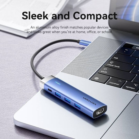Vention USB-C Docking Station με HDMI 4K PD Μπλε (TGESB)