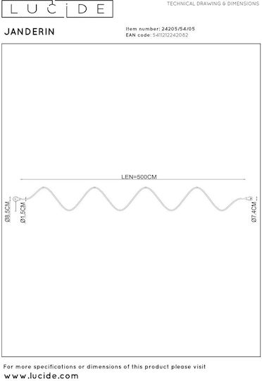Lucide Lightning Janderin Φωτιστικό Τοίχου με Ενσωματωμένο LED και Ρυθμιζόμενο Λευκό Φως