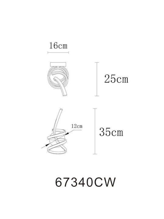 Globo Lighting Φωτιστικό Τοίχου με Ενσωματωμένο LED και Θερμό Λευκό Φως Ασημί 20x35εκ.