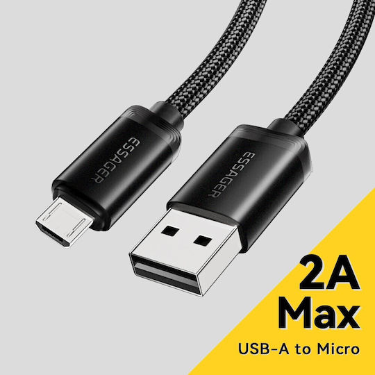 Essager Regular USB 2.0 to micro USB Cable Μαύρο 1m 0.52 1τμχ