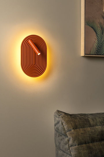 Lucide Lightning Carmino Φωτιστικό Τοίχου με Ενσωματωμένο LED και Θερμό Λευκό Φως Πορτοκαλί 18.4εκ.