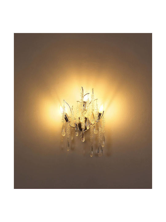 Globo Lighting Φωτιστικό Τοίχου με Ντουί E14 Ασημί 35x47εκ.