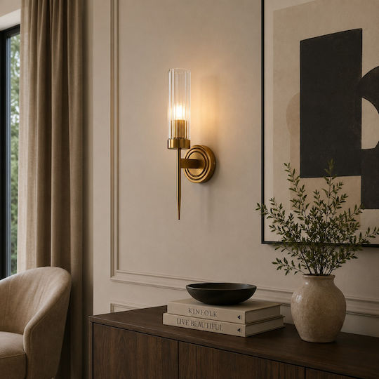 Artekko Wall Lamp with E14 Bulb Base Gold 10x10cm