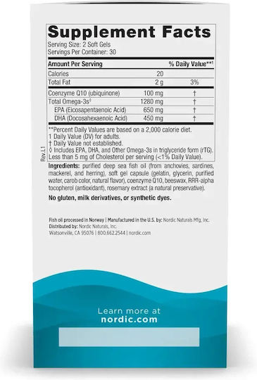 Nordic Naturals 1280 mg 60 capsule 2 g