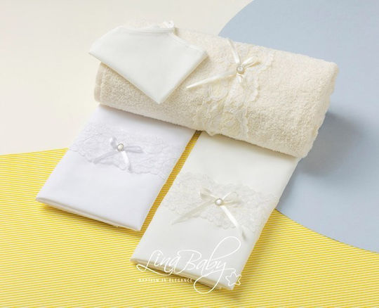 Lina Baby Set Christening Oilcloths Ecru 5 Pieces