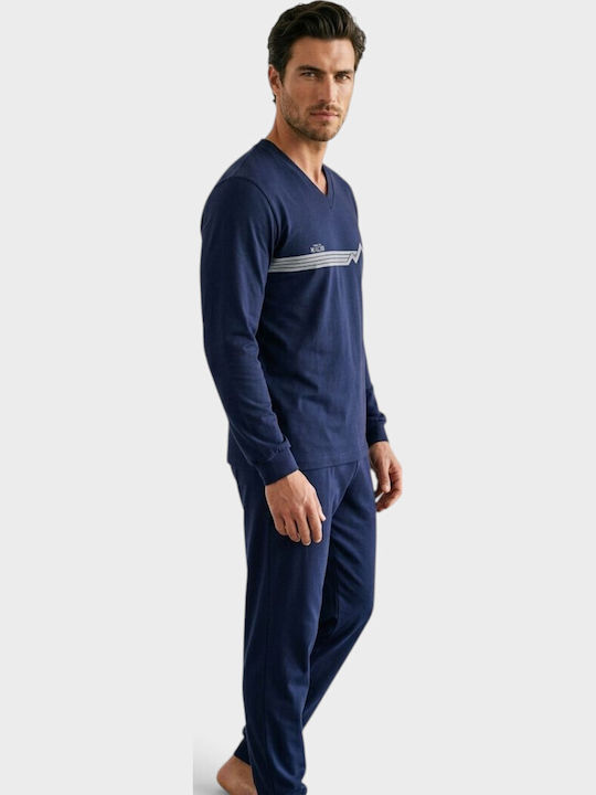 Nina Club Berge Herrenpyjama 100% Baumwollene Blaue Nc27710-61-Blaue