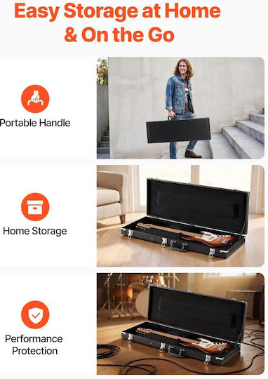 Vevor Hard Electric Guitar Case Wooden Rectangular 1050 Mm Black Tele ST 39" Jxjtyhjxmztej9d7y001v0