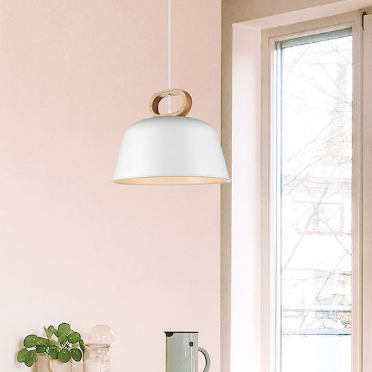 Viokef Clip Pendant Light White Bell with Socket E27 33cm