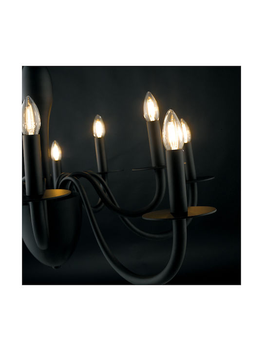 Fan Europe Armstrong Candelabru 10xE14 Ø92cm cu Lumânări Negru I-ARMSTRONG/10 NER