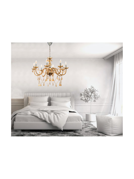 Inlight 5314-8 Kronleuchter 8xE14 Ø75cm mit Kerzen Honig 5314-8-AMBER