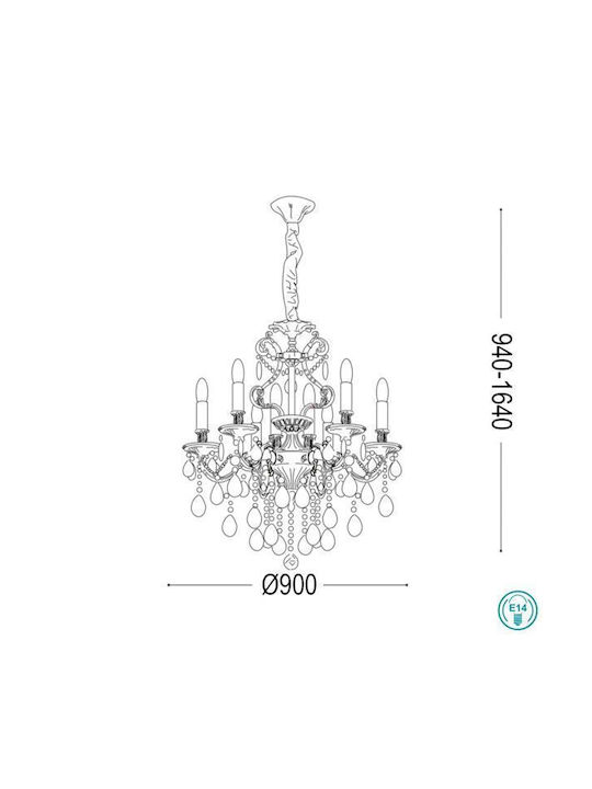Ideal Lux Gioconda SP12 Candelabru 12xE14 cu Lumânări Auriu 164960