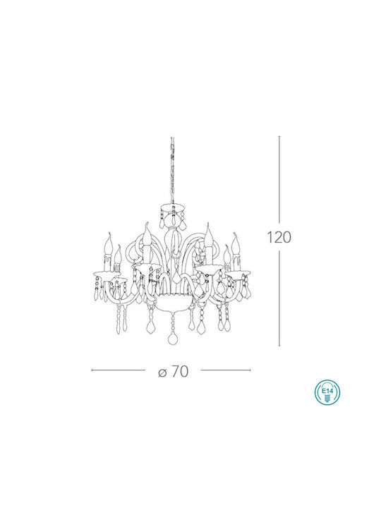 Fan Europe Cristallo Полилей 8xE14 с Кристали Прозрачен I-246/00900