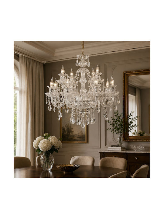 Artekko Kronleuchter mit Kristallen Transparent 023-3015
