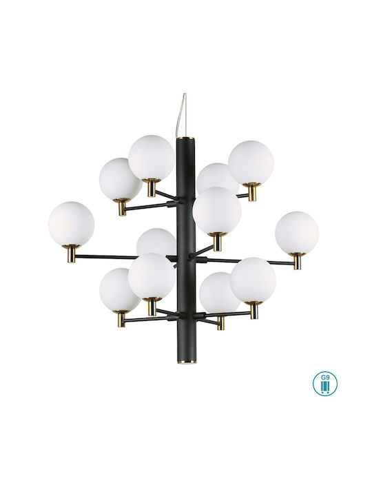 Ideal Lux Copernico Πολυέλαιος 12xG9 Μαύρος 197319