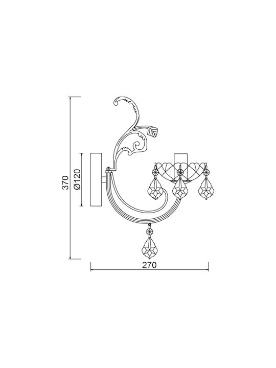 Aca Elegant Полилей 3xE14 Ø54см с Свещи Бронзов TNK854533P