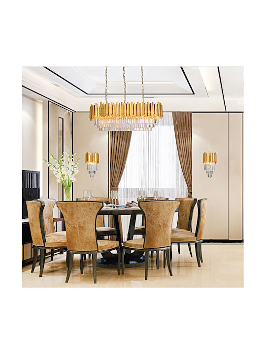 Inlight Πολυέλαιος 12xE14 Ø100cm με Κρύσταλλα Χρυσός 6069-12