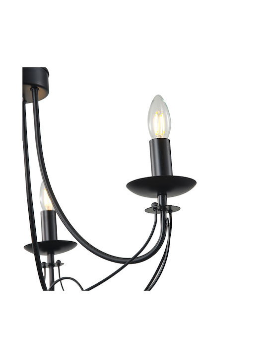 Eurolamp Полилей 3xE14 с Кристали Черен 144-47012