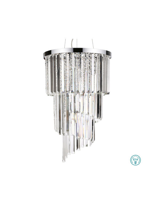 Ideal Lux Carlton SP8 Полилей 8xE14 Ø40см с Кристали Прозрачен 117737