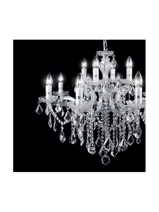 Ideal Lux Πολυέλαιος 12xE14 Ø72cm με Κεράκια Διάφανος 035604
