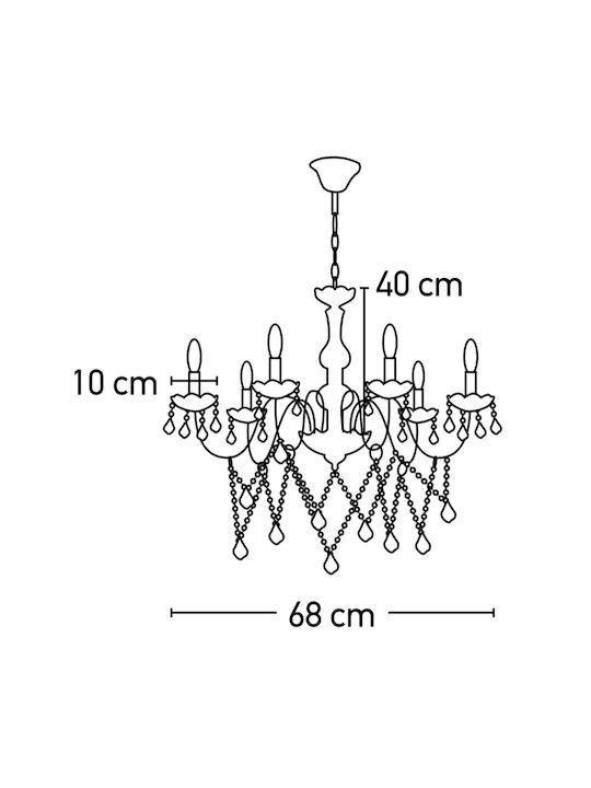 Inlight 5314-6 Полилей 6xE14 Ø68см с Свещи Кехлибарен 5314-6-AMBER