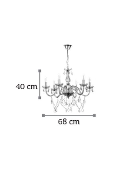 Inlight 5314-6 Полилей 6xE14 Ø68см с Свещи Кехлибарен 5314-6-AMBER