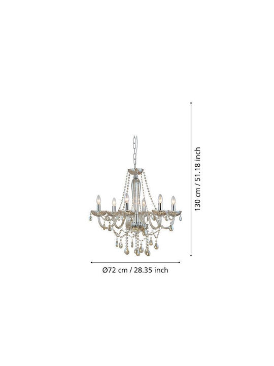 Eglo Basilano Candelabru 6xE14 Ø72cm cu Lumânări Galben Miere 39092