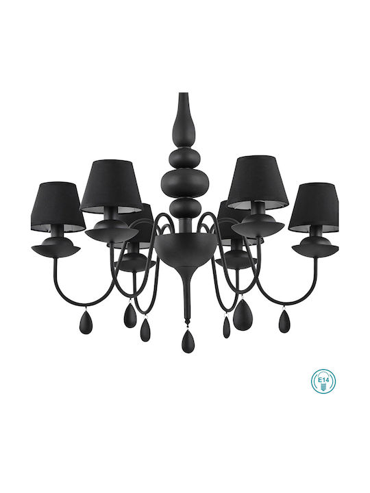 Ideal Lux Полилей 6xE14 Ø75см с Абажури Черен 111872