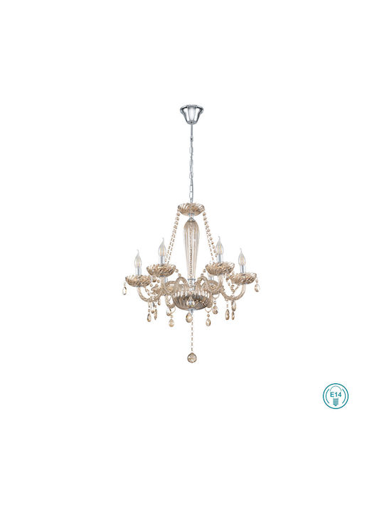 Eglo Basilano Candelabru 6xE14 Ø72cm cu Lumânări Galben Miere 39092