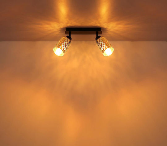Globo Lighting Διπλό Σποτ με Ντουί E27 σε Μαύρο Χρώμα