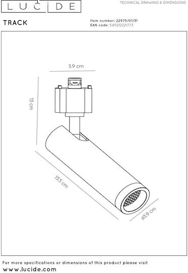Lucide Lightning Μονό Σποτ με Ντουί GU10 Lucide Lightning Μονό Σποτ με Ντουί GU10