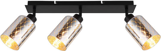 Globo Lighting Triple Spot with E27 Lamp Adapter in Black Colour