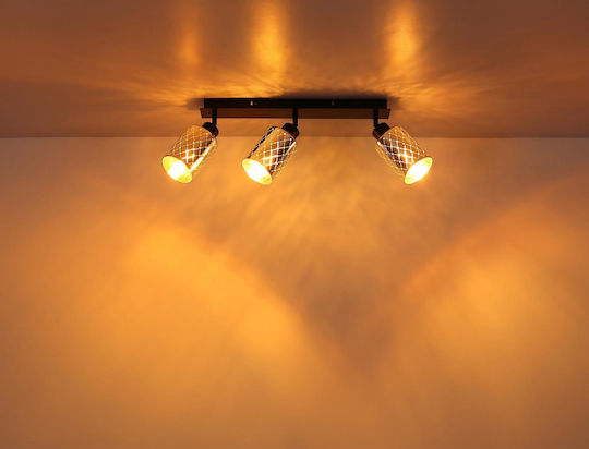 Globo Lighting Triple Spot with E27 Lamp Adapter in Black Colour