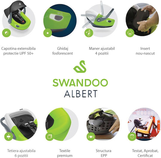 Swandoo Albert Столче за кола i-Size с Isofix Черно