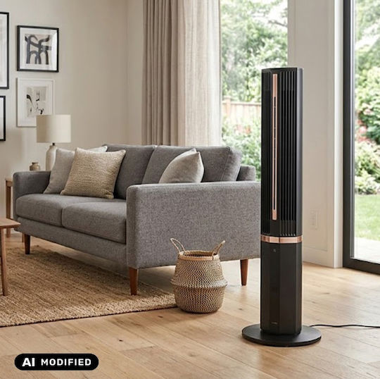 Morris Ανεμιστήρας Πύργος 55W με Τηλεχειριστήριο Μαύρος