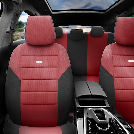 Otom Autositzbezüge One Design Universale Baumwollmaterial Rachel Deckelsatz Vorder- und Rückseite 10 Stück Schwarz Bordeaux One-105