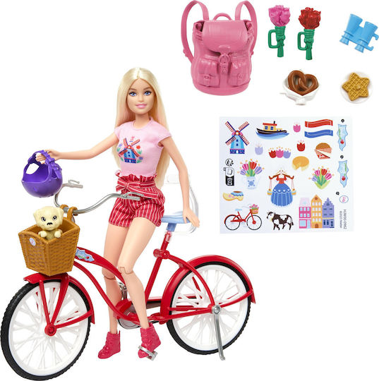 Mattel Barbie with Bicycle and Puppy Pink Passport Doll