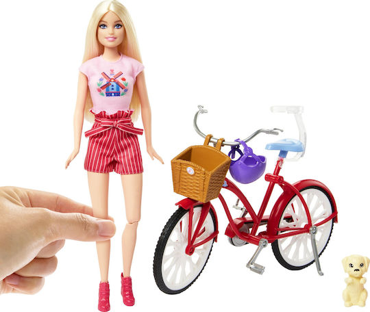 Mattel Barbie with Bicycle and Puppy Pink Passport Doll
