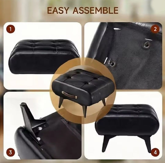 Taburet Camera De Zi Din Piele Negru 41x32x26cm