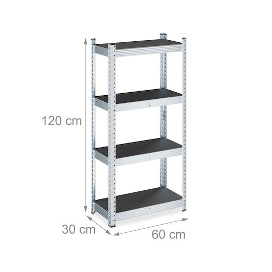 Relaxdays Raft Dexion Galvanizat 60x30x120cm Cu 4 Rafturi